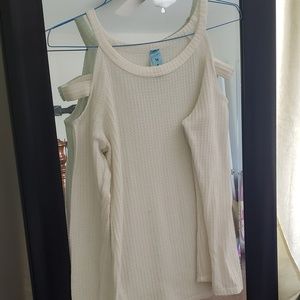 White / cream thermal cold shoulder top